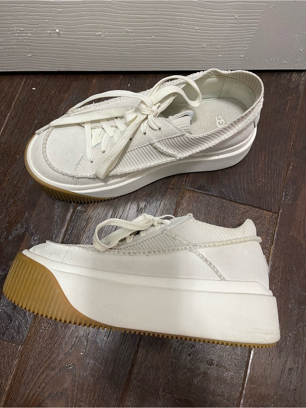 UGG Women's Cream Platform Lace-Up Sneakers with Gum Sole
